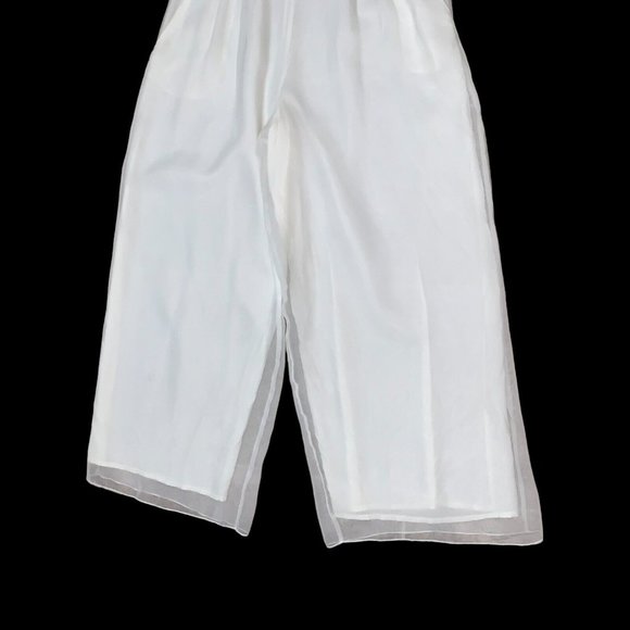 Chris Kellogg Vintage Wide Legged Pants Size 12 Chiffon Layer Pleated Off White - Picture 3 of 8